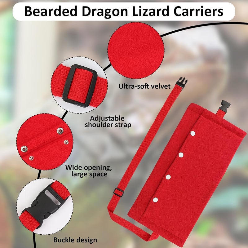 Dexspoeny Bearded Dragon Carriers and Leather Leash with Wings,Bearded Dragon Leash Lizard Adjustable Harness,Small Pet Backpack Batwing Accessories for Outdoor Travel-Red - Image 3